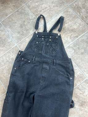 Long Black Denim Overalls - Eagle - Size XL